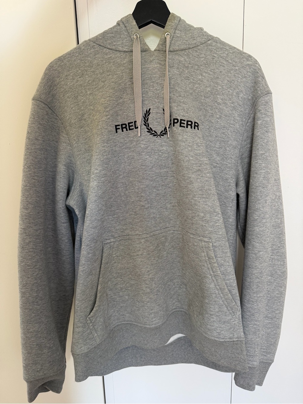 Fred Perry Grey Pullover Hoodie with Black Logo
